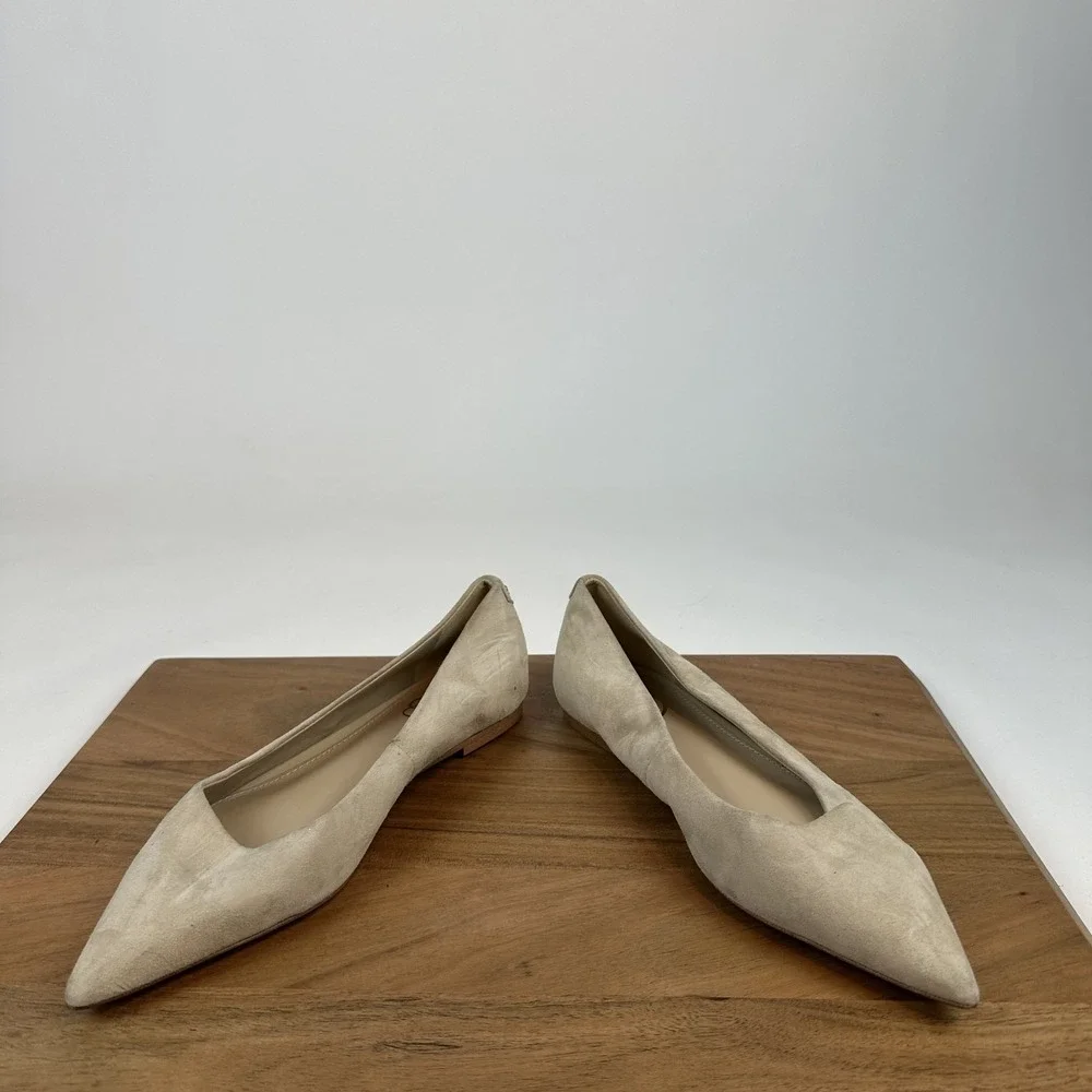 Womens Sam Edelman Wanda Ivory Suede Pointed Toe Ballet Flats Shoes Size 7 M GUC